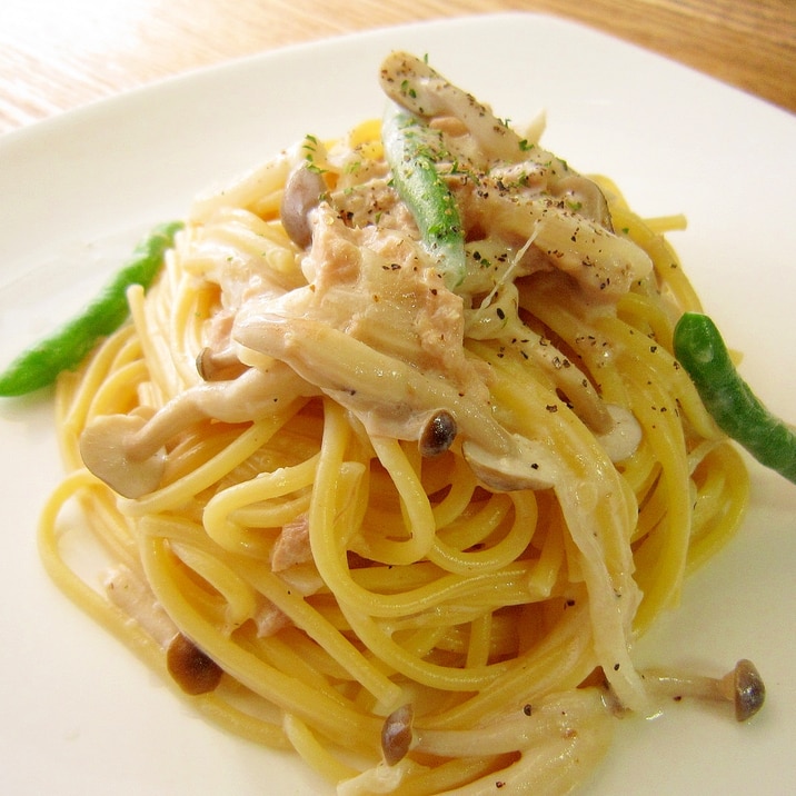 簡単 キノコとツナとチーズのクリームパスタ レシピ 作り方 By Cappuccio1124 楽天レシピ